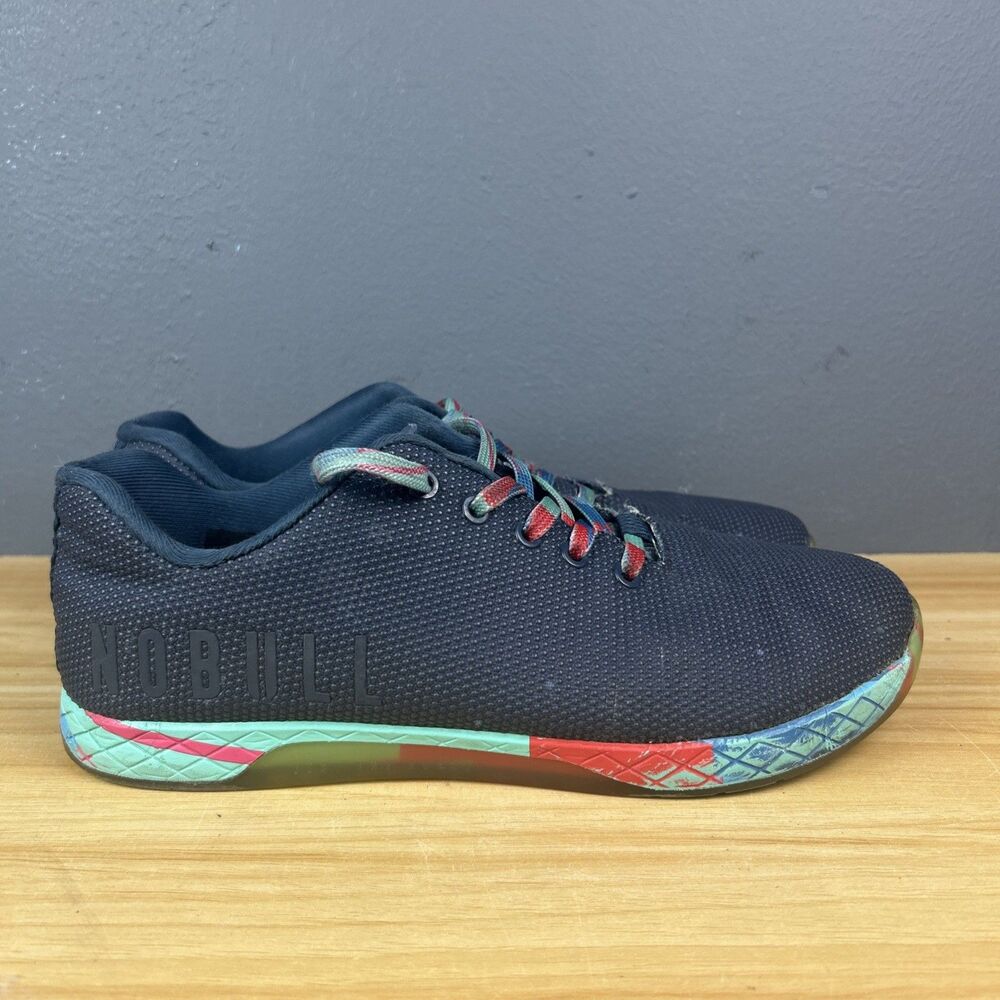 Nobull Shoes Mens 11 Womens 12.5 Lightning Trainer Sneakers Blue Lace Up Low Top